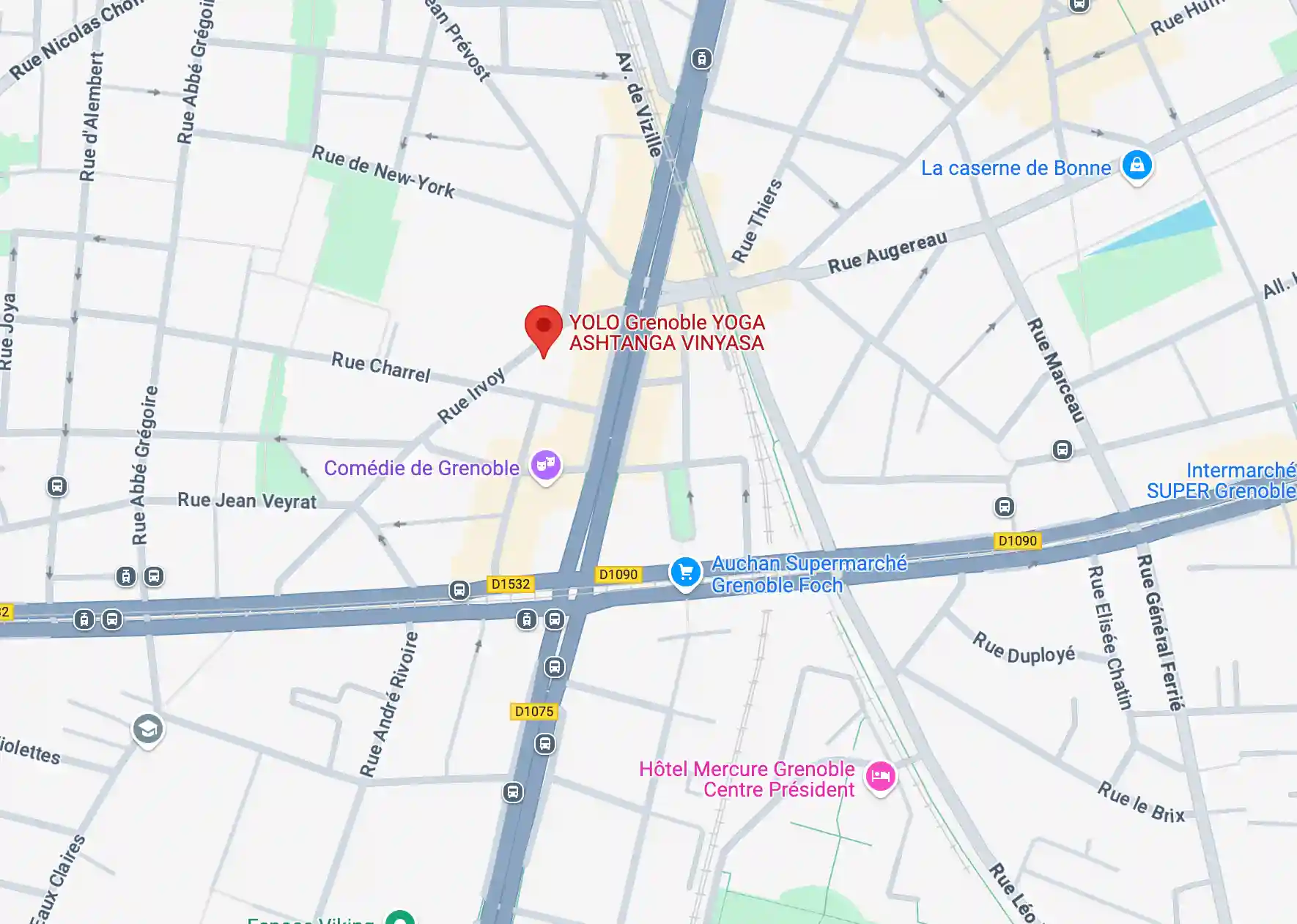 yolo Carte google maps montrant la localisation de la salle de yoga Yolo