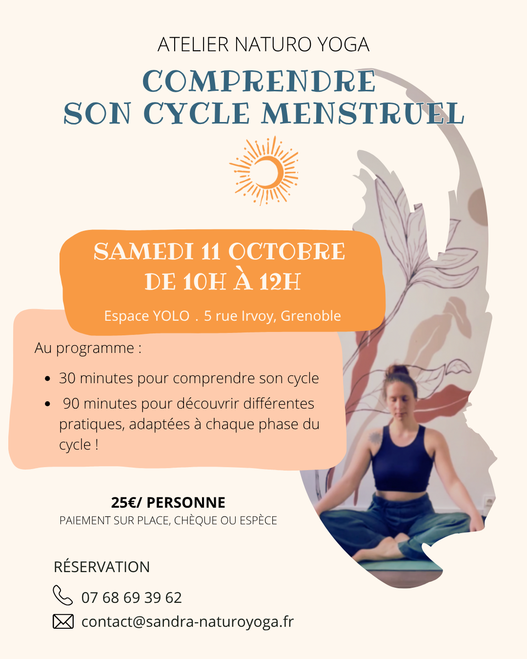 Atelier NaturoYoga avec Sandra Salerno - 11 octobre - Vivre en phase avec son cycle menstruel